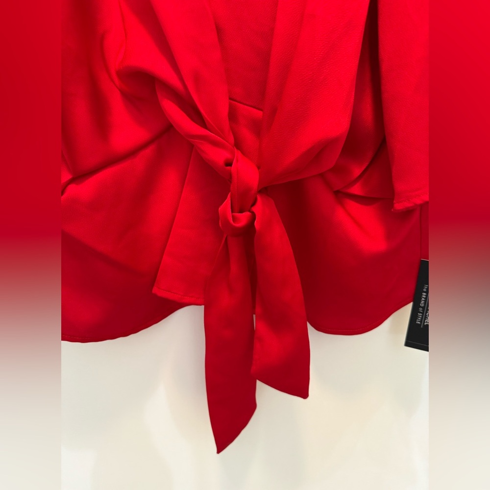 NWT Zac & Rachel Red Tie Front 3/4 Sleeve Blouse - Size M - Picture 5 of 13